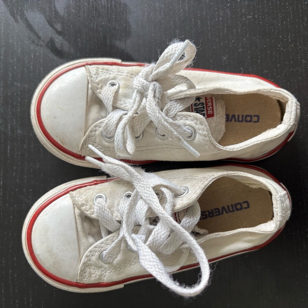 Converse Kids Cream and Red Sneakers